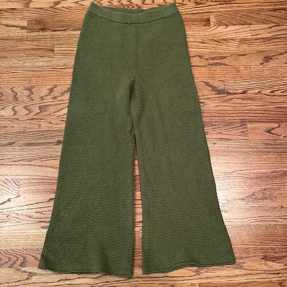 FREE PEOPLE FP MOVEMENT BEACH HAILEE WAFFLE KNIT TEXTURE WIDE LEG PANTS SMALL